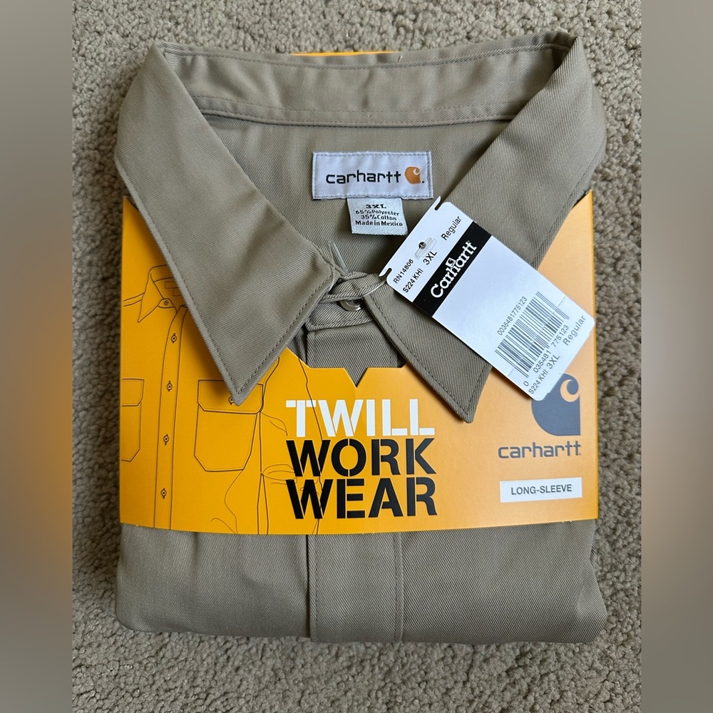 Carhartt 3XL Big & Tall Twill Work Shirt NWT Classic Fit Button Front